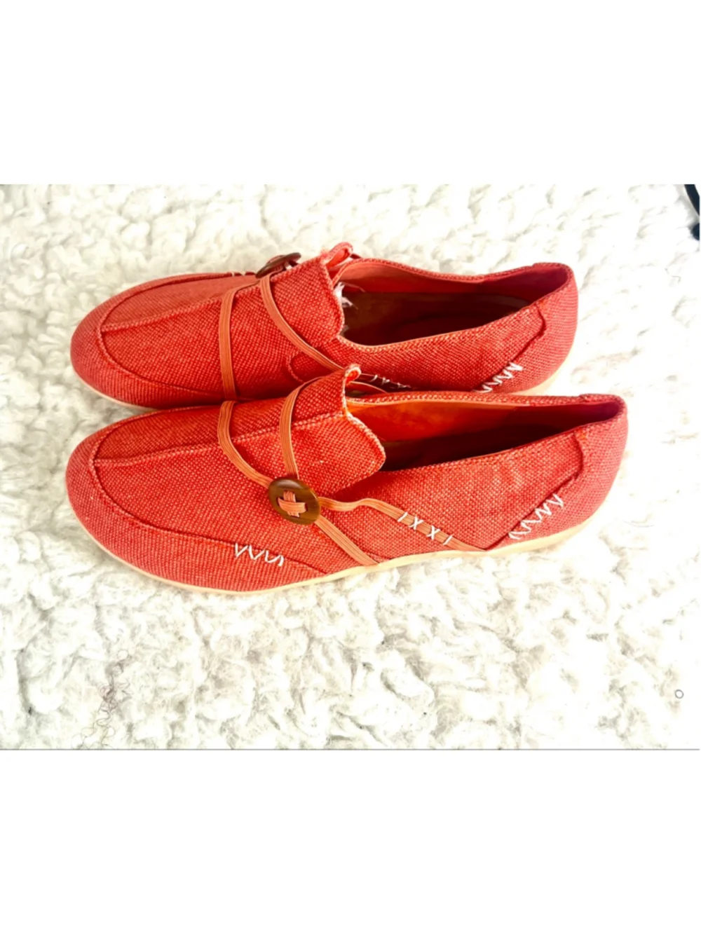 Comfort Ease Maggie Orange Canvas Slip-on Shoes Women Size 11M